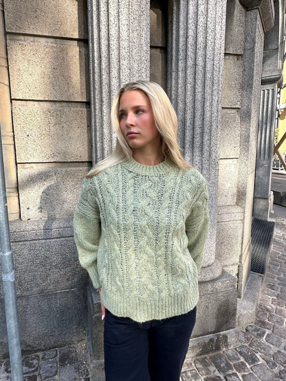 Raffaella knit sweater with balloon sleeves - Sage green