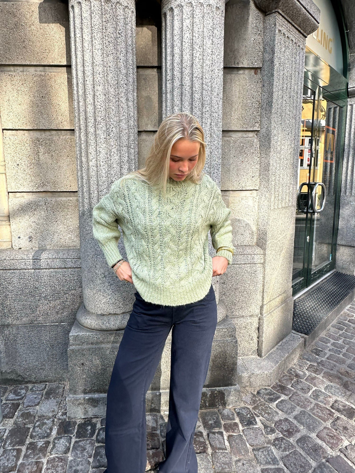 Raffaella knit sweater with balloon sleeves - Sage green
